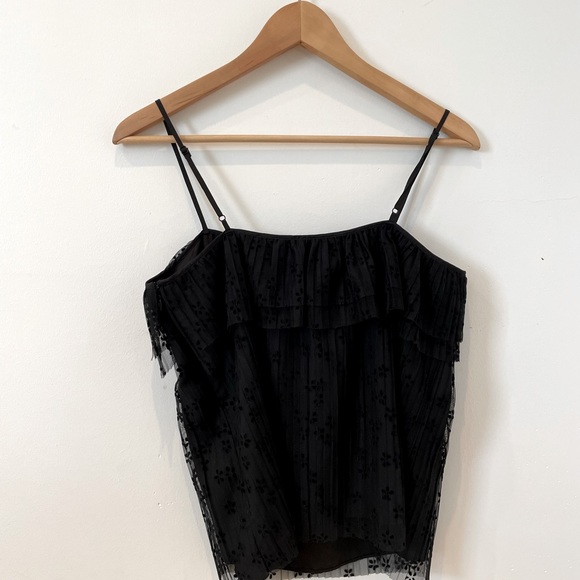 J. Crew Tiered Lace Black Camisole blouse Size SM - Picture 3 of 10